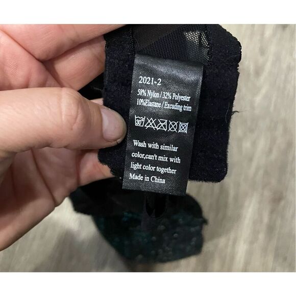 His. W Turquoise Shiny Bustier Bra 38DD - Picture 5 of 5